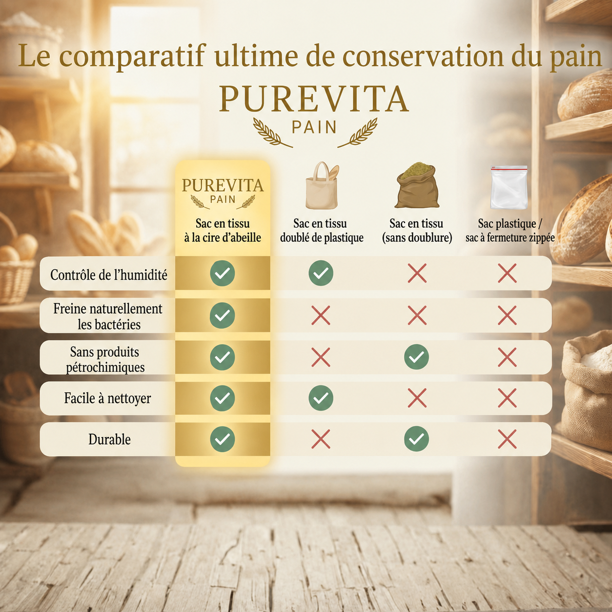 Un sac à pain qui conserve la fraîcheur de ton pain jusqu'à 3 fois plus longtemps