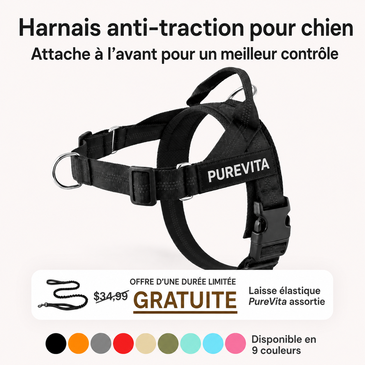 Harnais anti-traction pour chien PureVita