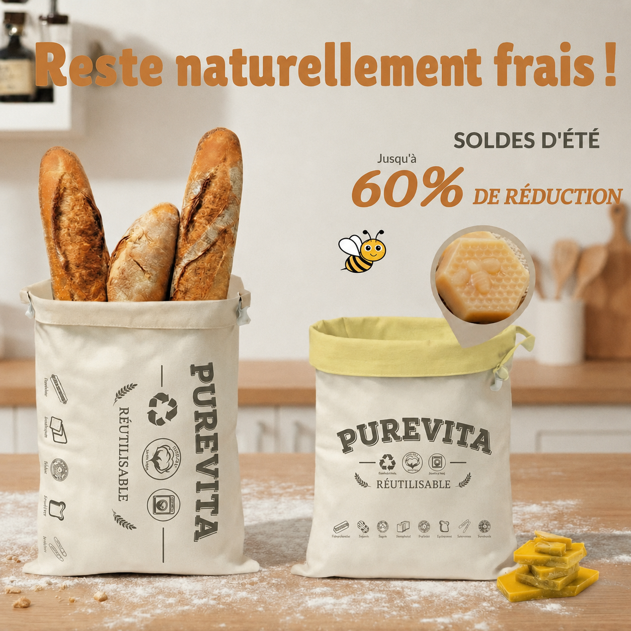 Un sac à pain qui conserve la fraîcheur de ton pain jusqu'à 3 fois plus longtemps