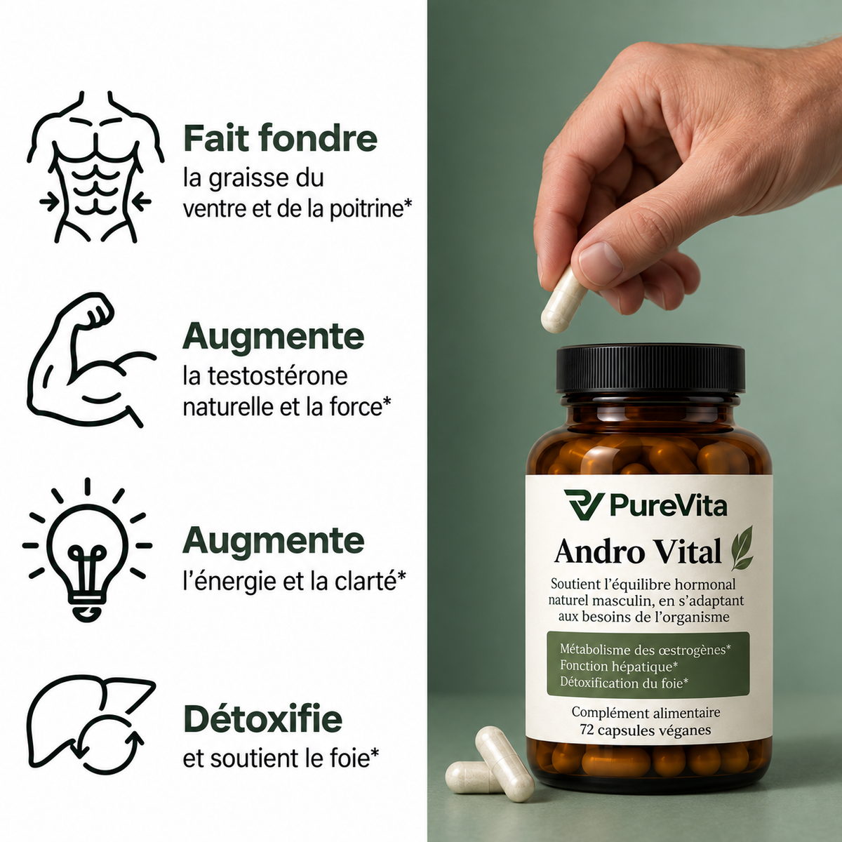Andro Vital™ | La solution complète pour rééquilibrer les œstrogènes et le cortisol masculins en 14 jours