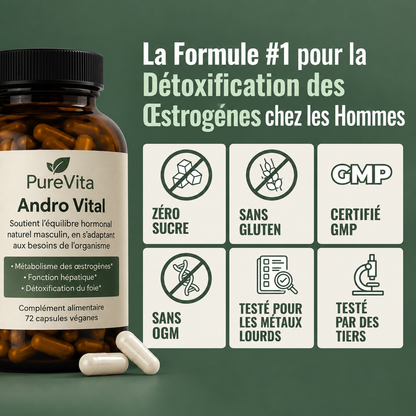 Andro Vital™ | La solution complète pour rééquilibrer les œstrogènes et le cortisol masculins en 14 jours