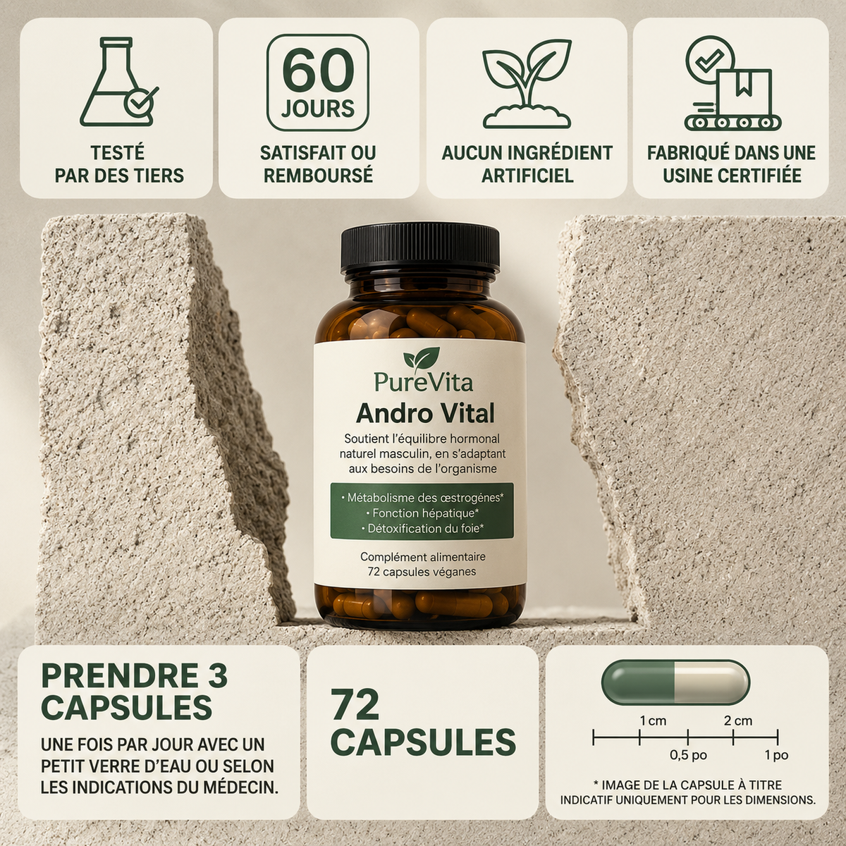 Andro Vital™ | La solution complète pour rééquilibrer les œstrogènes et le cortisol masculins en 14 jours