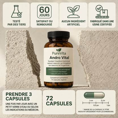 Andro Vital™ | La solution complète pour rééquilibrer les œstrogènes et le cortisol masculins en 14 jours
