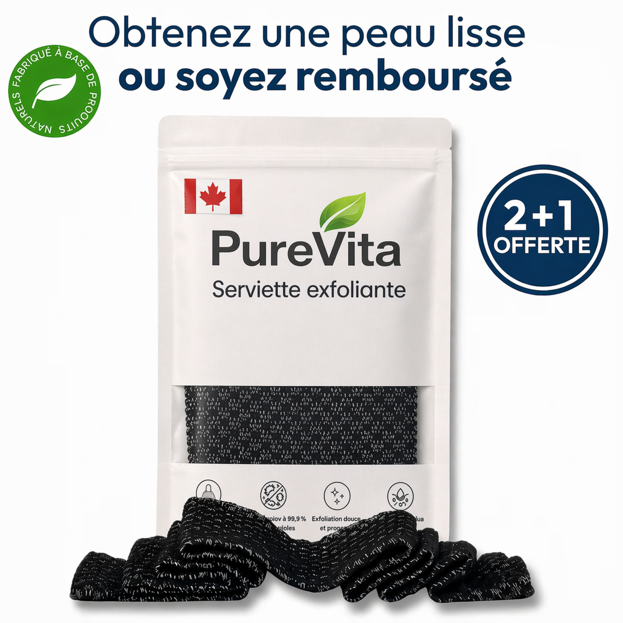 Serviette de douche exfoliante Purevita